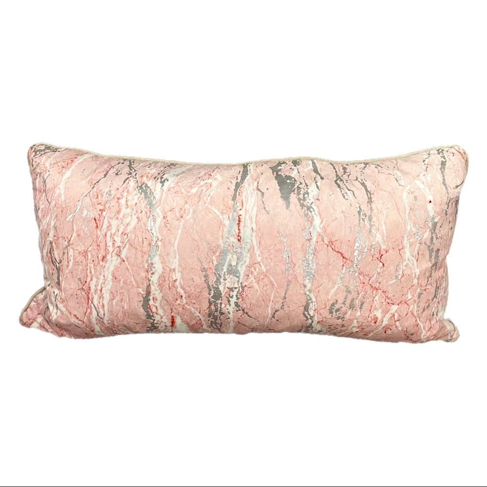 Pink Silver Marble Decorative Pillow